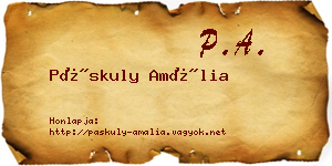Páskuly Amália névjegykártya